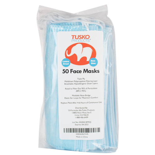 Tusko Products Disposable Face Mask with Filter and Earloops, 50 Count