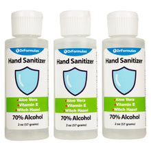 DrFormulas Mini Hand Sanitizer Bulk with 70% Alcohol, Aloe Vera, Vitamin E, and Witch Hazel, 2 oz Bottles (3 Pack)