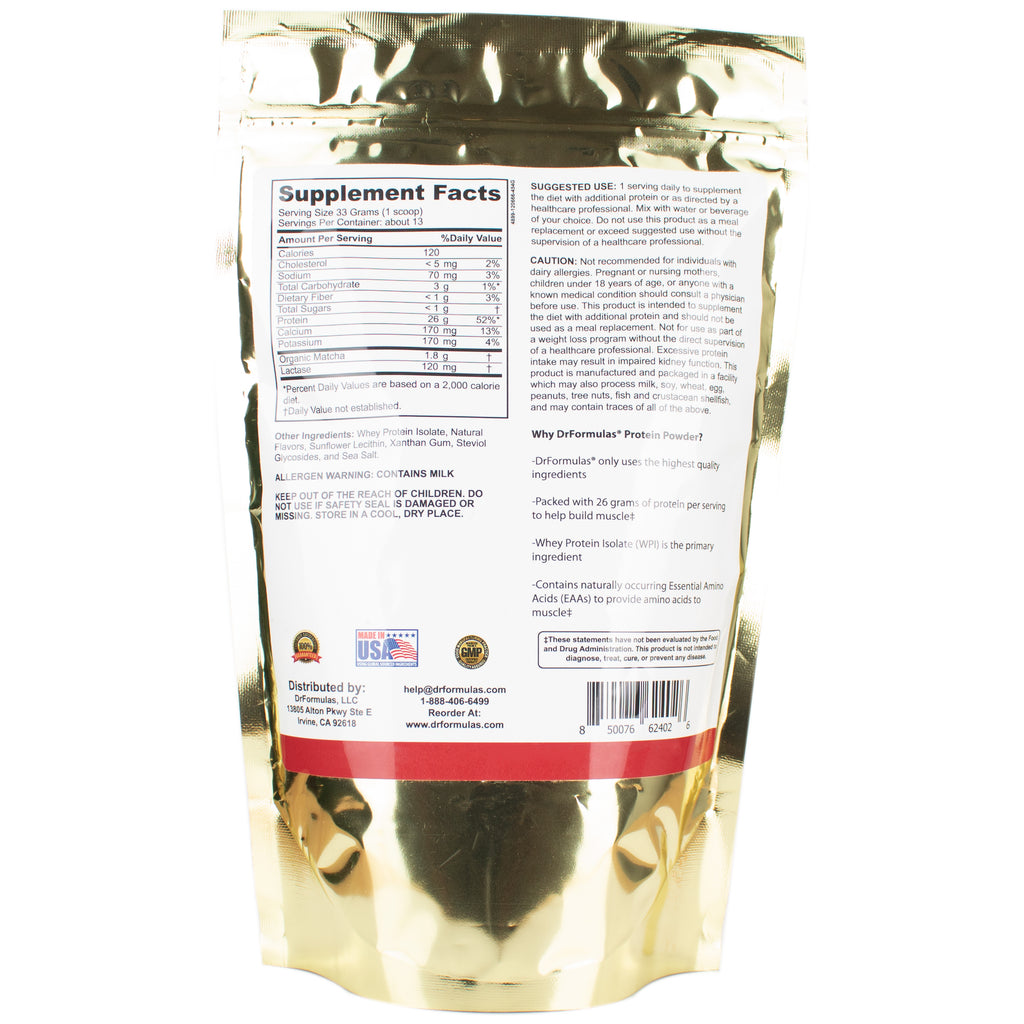 DrFormulas Lactose Free Whey Protein Powder (Isolate) with Lactase, Or