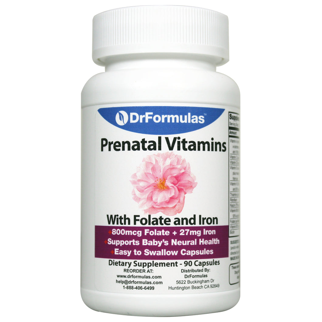 DrFormulas Prenatal Vitamins with DHA, Folate/Folic Acid/Methyfolate and Iron for Pregnant and Breasfeeding Women, Multivitamin Supplement Pills